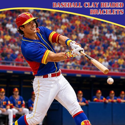 Baseball Clay Beaded Stretch Bracelets, Game Day Friendship Hypoallergenic Baseball Sport Fan Bracelet for for Sports Game Team Coach Mom Women Men Jewelry Accessories Gifts Red Blue and Yellow in Saudi Arabia