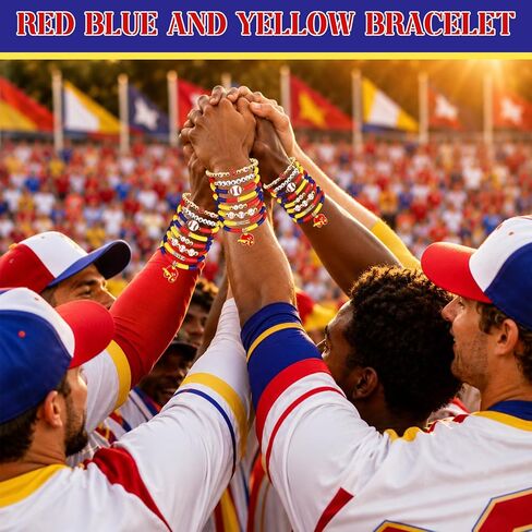 Baseball Clay Beaded Stretch Bracelets, Game Day Friendship Hypoallergenic Baseball Sport Fan Bracelet for for Sports Game Team Coach Mom Women Men Jewelry Accessories Gifts Red Blue and Yellow in Saudi Arabia