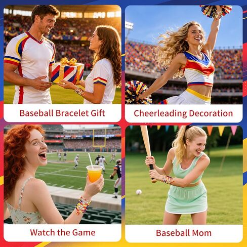 Baseball Clay Beaded Stretch Bracelets, Game Day Friendship Hypoallergenic Baseball Sport Fan Bracelet for for Sports Game Team Coach Mom Women Men Jewelry Accessories Gifts Red Blue and Yellow in Saudi Arabia
