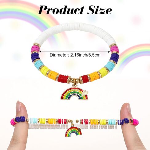 7pcs LGBT Pride Bracelets for Lesbian Gay Rainbow Clay Bead Stretch Bracelet Stackable Gay Pride Bracelet for LGBTQ Pride Day Celebration Gift in Saudi Arabia