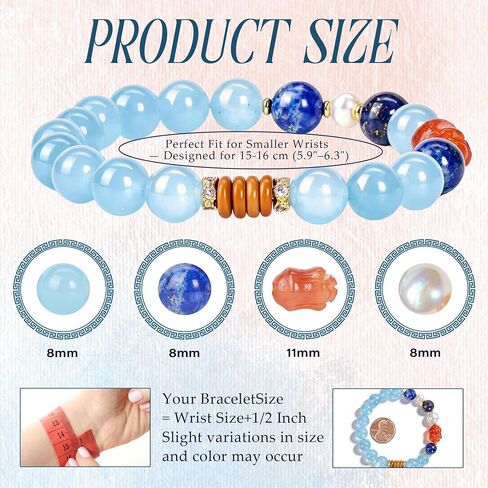 Natural Chalcedony and Lapis Lazuli Bracelet for Women Men, Handmade Mixed Blue Gemstone Beaded Bracelet for Balancing Energy, Minimalist Spiritual Healing Crystal Bracelet for Stress Relief, Wealth Stretch Bracelet Gift for Her, Gift-Ready Packaging in Saudi Arabia
