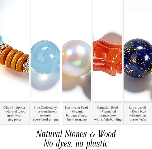 Natural Chalcedony and Lapis Lazuli Bracelet for Women Men, Handmade Mixed Blue Gemstone Beaded Bracelet for Balancing Energy, Minimalist Spiritual Healing Crystal Bracelet for Stress Relief, Wealth Stretch Bracelet Gift for Her, Gift-Ready Packaging in Saudi Arabia