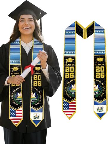 Class of 2026 Country Flag Graduation Sash - National Country Flag Salvadorans Mexican Dominican Graduation Stole in Saudi Arabia