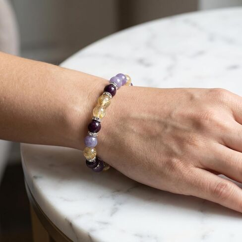 LIU JUN Menopause Bracelet for Women, 10mm Amethyst Keep Feminine Harmony Flashes Anxiety Relief Calming Balance Serenity Natural Healing Crystal Bead Gifts Jewelry in Kuwait