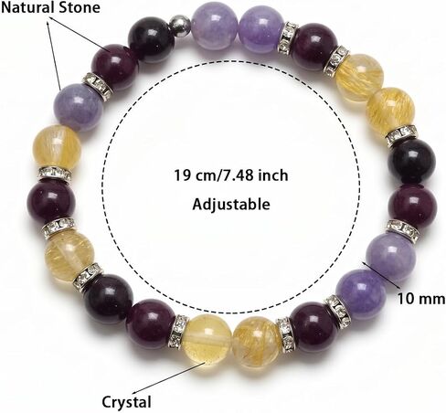 LIU JUN Menopause Bracelet for Women, 10mm Amethyst Keep Feminine Harmony Flashes Anxiety Relief Calming Balance Serenity Natural Healing Crystal Bead Gifts Jewelry in Kuwait