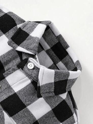 Boys Flannel Shirt Buffalo Plaid Button Down Long Sleeve Cotton Blend Top for Toddler Kids, Fall School Clothes, 3T-7 in Saudi Arabia