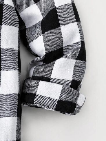 Boys Flannel Shirt Buffalo Plaid Button Down Long Sleeve Cotton Blend Top for Toddler Kids, Fall School Clothes, 3T-7 in Saudi Arabia