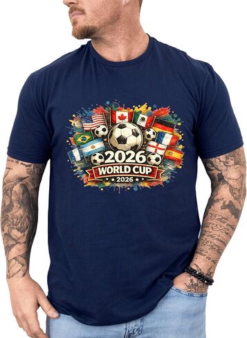 World Soccer 2026 Shirt, 2026 Cup USA Canada Mexico Adults & Kids Tshirt, Soccer Fan Tee, Game Day Shirt Multicolor in Kuwait
