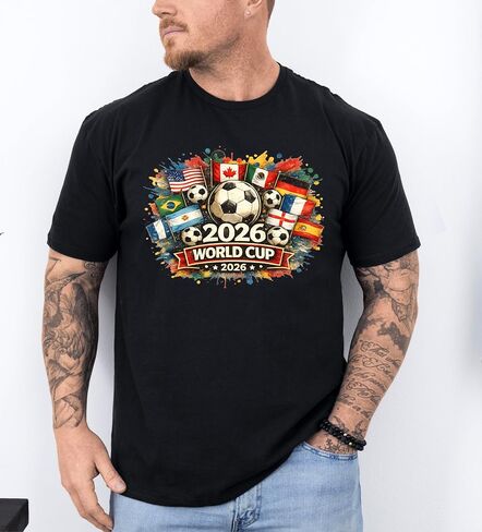 World Soccer 2026 Shirt, 2026 Cup USA Canada Mexico Adults & Kids Tshirt, Soccer Fan Tee, Game Day Shirt Multicolor in Kuwait