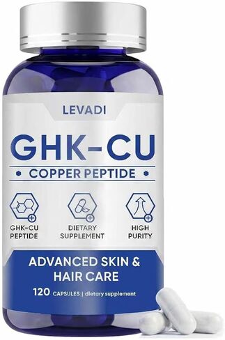 مكمل ببتيد النحاس من ليفادي GHK-Cu، 120 كبسولة نباتية، ببتيدات نحاسية عالية الفعالية لصحة البشرة، يدعم إنتاج الكولاجين، مرونة الجلد، دعم الشعر والأظافر، غير معدل وراثيًا in Kuwait