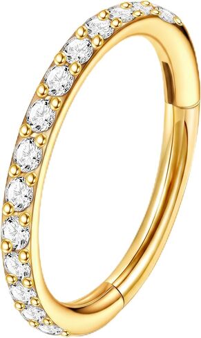 Staligue Nose Hoop ring - 316L Surgical Steel Nose Ring 16/18/20G Hinged Diamond Nose Ring Hoop Septum Clicker Rings Cartilage Earring Helix Rook Tragus Daith Piercing Jewelry for Women 6MM/8MM/10MM/12MM in Saudi Arabia