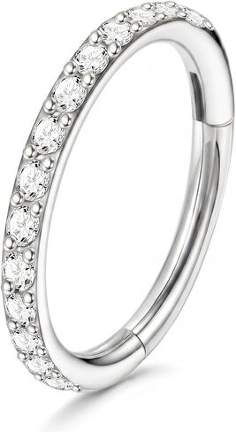 Staligue Nose Hoop ring - 316L Surgical Steel Nose Ring 16/18/20G Hinged Diamond Nose Ring Hoop Septum Clicker Rings Cartilage Earring Helix Rook Tragus Daith Piercing Jewelry for Women 6MM/8MM/10MM/12MM in Saudi Arabia