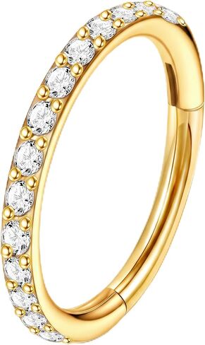 Staligue Nose Hoop ring - 316L Surgical Steel Nose Ring 16/18/20G Hinged Diamond Nose Ring Hoop Septum Clicker Rings Cartilage Earring Helix Rook Tragus Daith Piercing Jewelry for Women 6MM/8MM/10MM/12MM in Saudi Arabia