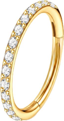 Staligue Nose Hoop ring - 316L Surgical Steel Nose Ring 16/18/20G Hinged Diamond Nose Ring Hoop Septum Clicker Rings Cartilage Earring Helix Rook Tragus Daith Piercing Jewelry for Women 6MM/8MM/10MM/12MM in Saudi Arabia