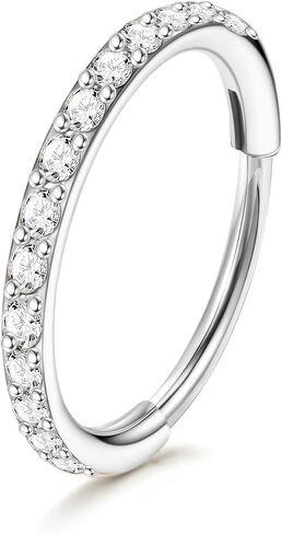 Staligue Nose Hoop ring - 316L Surgical Steel Nose Ring 16/18/20G Hinged Diamond Nose Ring Hoop Septum Clicker Rings Cartilage Earring Helix Rook Tragus Daith Piercing Jewelry for Women 6MM/8MM/10MM/12MM in Saudi Arabia
