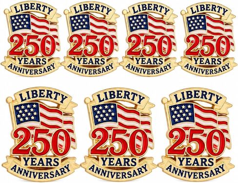 Baluue 7Pcs American Flag Lapel Pin, 250th Anniversary USA Pins Patriotic Brooch Commemorative Merchandise Liberty for 2026 Independence Day & 4th of July in Saudi Arabia