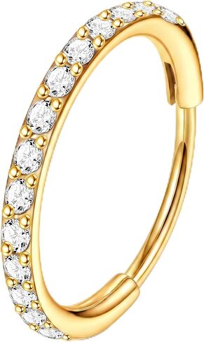 Staligue Nose Hoop ring - 316L Surgical Steel Nose Ring 16/18/20G Hinged Diamond Nose Ring Hoop Septum Clicker Rings Cartilage Earring Helix Rook Tragus Daith Piercing Jewelry for Women 6MM/8MM/10MM/12MM in Saudi Arabia
