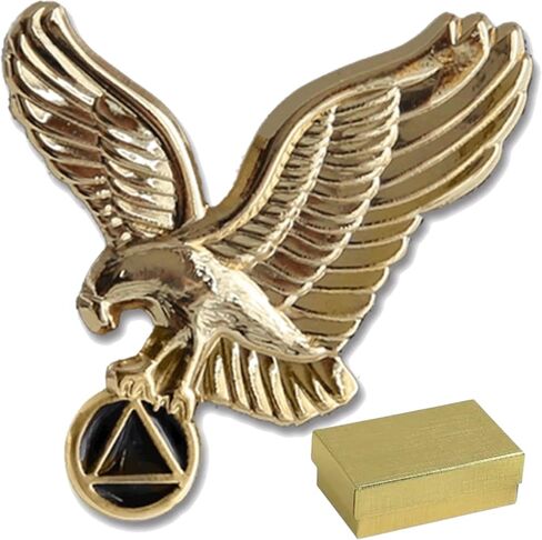 AA Sobriety Eagle Lapel Pin, Gold Tone Metal, 1 Inch, With Gift Box in Saudi Arabia