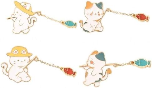Cute Enamel Pin – Kawaii Cats Pins, Fun Cartoon Animal Pins, Novelty Kawaii Cats Pin, Adorable Cat Enamel Pins for Cat Lovers, Cute Accessories for Bags & Jackets 4pcs in Saudi Arabia