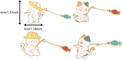 Cute Enamel Pin – Kawaii Cats Pins, Fun Cartoon Animal Pins, Novelty Kawaii Cats Pin, Adorable Cat Enamel Pins for Cat Lovers, Cute Accessories for Bags & Jackets 4pcs in Saudi Arabia