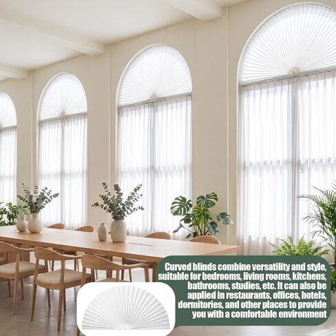4 Pcs Arch Window Shade Radius 18 Inch Half Circle Arched Non-Woven Filtering Pleated Shades Self-Adhesive Half Moon Round Window Covering Pleated Blinds for Front Door, Curtains 40%-60% in Saudi Arabia
