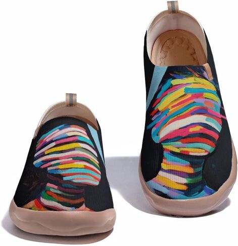 أحذية رياضية نسائية ملونة محبوكة قابلة للتنفس سهلة الارتداء، أحذية مشي مريحة وخفيفة الوزن in Kuwait