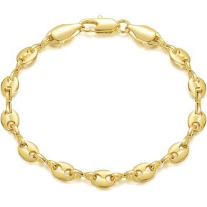 14K Gold Thick Mariner Link Bracelet for Women and Men Elegant Gold Chain Jewelry Gifts Sizes 6.5-9 Inches in Saudi Arabia