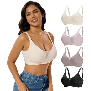 4 Pack Women's Wireless Jelly No Underwire Bra Supportive Comfortable Seamless Full Coverage Bralette in Saudi Arabia