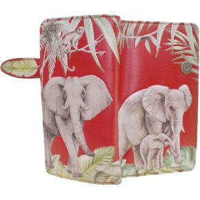 محفظة Shag Wear Elephant Jungle Animal كبيرة للنساء والفتيات المراهقات من الجلد الصناعي النباتي مقاس 7 بوصات باللون الأحمر in Kuwait