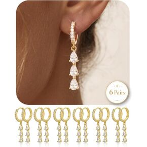 STONEFANS Bridesmaid Gifts for Wedding Day 6 Pairs Earrings Set 14K Gold Plated Hypoallergenic Earrings for Wedding Party Bridesmaid Proposal Gift with Box in Saudi Arabia