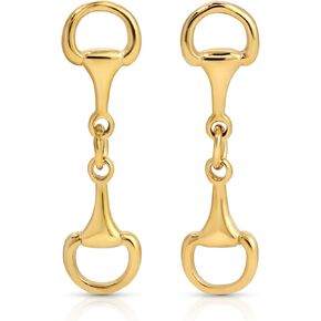 Mini Horsebit Dangle Earrings, Dainty 18K Gold Plated Stainless Steel Horse Jewelry, Hypoallergenic, Nickel Free & Safe for Sensitive Skin, Lightweight Minimalist Western Style in Saudi Arabia