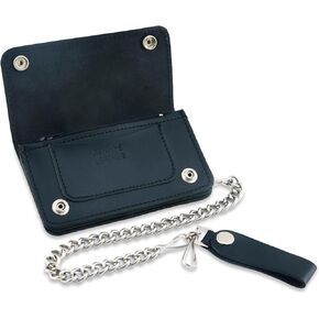 DS Daniel Smart Renegade Motorcycle Wallet with Chain for Men - Long Bi-Fold Genuine Leather Wallet with Credit Card Slit and Cash Pockets in Saudi Arabia