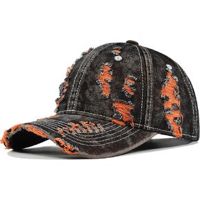 Distressed Washed Denim Baseball Cap Vintage Ripped Strapback Sun Hat for Men Women in Saudi Arabia