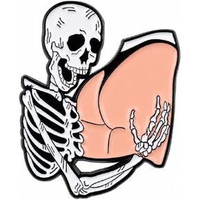 Funny Skeleton Enamel Pin - Silly Skull Pins brooch for backpack, jackets, Hats. Dark Humor Brooches Gift for Naughty Humor Lovers, Friends and Adults in Saudi Arabia