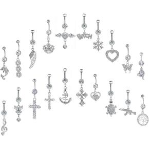 20 Pcs Belly Button Navel Rings Surgical Stainless Steel Piercing Jewelry 14Ga 10mm For Women in Saudi Arabia