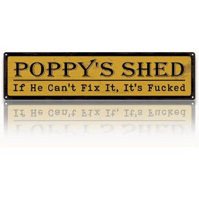 Metal Fathers Day Gift, Retro Metal Tin Sign, Man Cave Decor, Grandpa's Garage, If He Can't Fix It We're Screwed, Garage Workshop Decor, Gift for Grandpa 15.8x4 Inch in Saudi Arabia