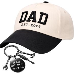 Dad Hats, Gifts for Men, 2 PCS Set Baseball Cap and Keychain Set, Outdoor Sports Protection, Casual Daily Wear, Special Occasion Celebrations White in Saudi Arabia