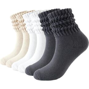 Yanlan Women's Crew Slouch Socks Retro Scrunch Soft Solid Ankle Socks Size 5-11 Gift for Women in Saudi Arabia