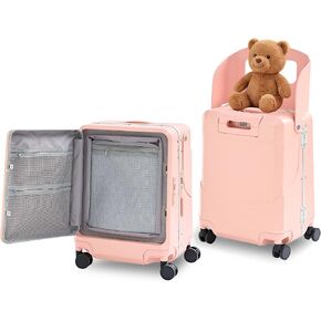 20 Inch Ride On Luggage With Foldable Seat， Front Open Carry On Suitcase With USB-C Port & TSA Lock and 360 Spinner Wheels, for Travel,Black in Saudi Arabia