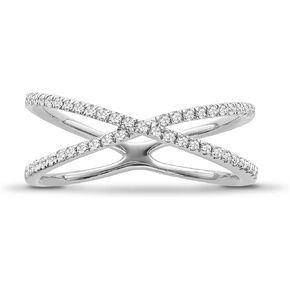 10K White Gold Diamond Criss Cross Band Ring (1/5 cttw, I-J Color, I2-I3 Clarity) Size 9 in Saudi Arabia
