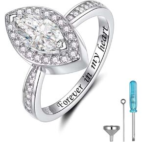 Sterling Silver Cremation Urn Ring Hold Loved Ones or Pets Ashes Bling CZ Memorial Rings Band Forever in My Heart Rings Keepsake Jewelry Gifts for Women in Saudi Arabia