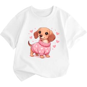 Animal Print Shirt for Girls Dog Cute Shirts Kids Graphic Tees Cartoon Puppy Tshirt Girl Summer Short Sleeve Tops in Saudi Arabia