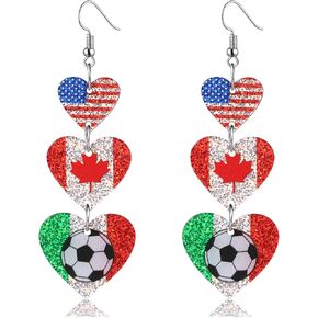 Soccer Earrings 2026 World Soccer Cup USA Mexico Canada Flag Heart Drop Dangle Earrings Sports Fan Jewelry Gifts in Saudi Arabia