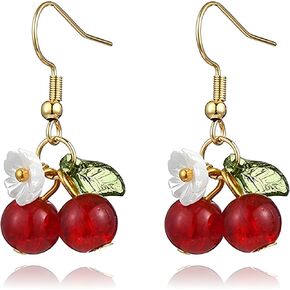 3D Fruit Earring for Women Cute Handmade Lifelike Simulated Fruits Strawberry Lemon Cherry Peach Apples Oranges Green Leaf Dangle Drop Earrings Funny Fruity Earrings Summer Beach Vacation Jewelry Gifts in Kuwait