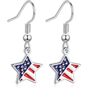 4th of July Earrings for Women- Patriotic Red White and Blue American Flag Star Dangle Jewelry, Fourth of July Outfits Accessories Gifts in Saudi Arabia