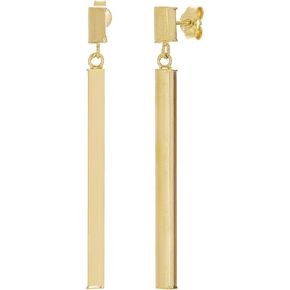Italian 14k Yellow Gold Square Vertical Bar Dangle Drop Earrings 1.8" 2.1 grams in Saudi Arabia