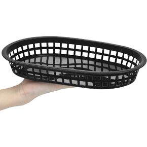 200 Fast Food Baskets 10.5 x 7 Inch Restaurant Tray Black Plastic Serving Baskets for Deli Serving, Chicken, Burgers, Picnics, Parties in Saudi Arabia