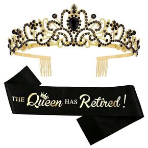 Retirement Party Decorations Retired Queen Tiara Crown, The Queen Has Retired Sash for Women Retirement Gifts, Retire Party Supplies, Favors in Saudi Arabia