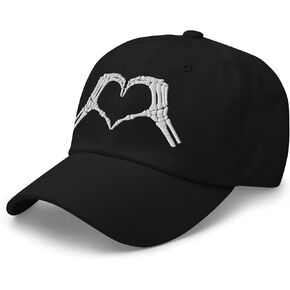NG Skeleton Hands Heart Sign Embroidered Curved Bill Cap Relaxed Fit Low Crown Adjustable Halloween Women Hat in Kuwait