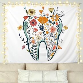 KBRCT Floral Tooth Tapestry, Dentist Appreciation Gifts Wall Tapestry for Office, Dental Gifts for Women Wall Hanging Decor for Home Bedroom Living Room Office, 50x60 Inch in Saudi Arabia